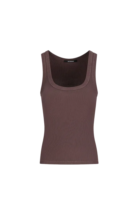 Le Gros Grain Tank Top in Brown