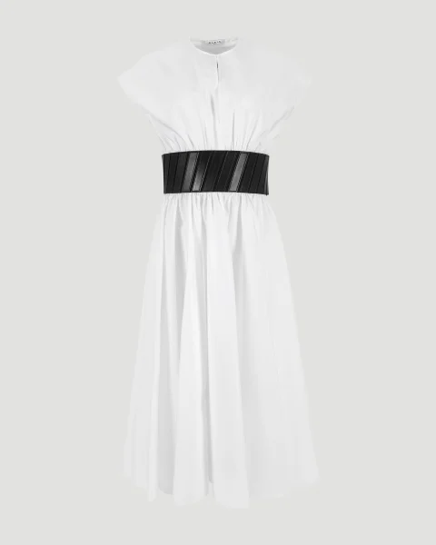 Belted Cotton-Poplin Midi Dress