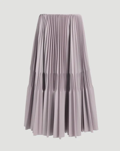 Wool Gabardine Pleated Skirt
