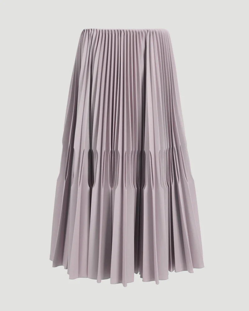 Wool Gabardine Pleated Skirt