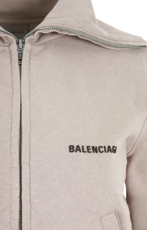 Logo Zip-Up Jacket in Beige — снимка 2