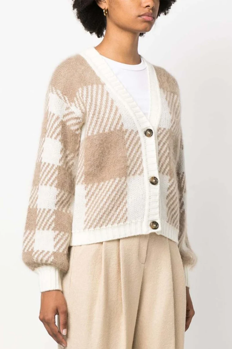 Жилетка Check Wool CFWWKN0249FRUF0700 8556 cream buffalo — снимка 2