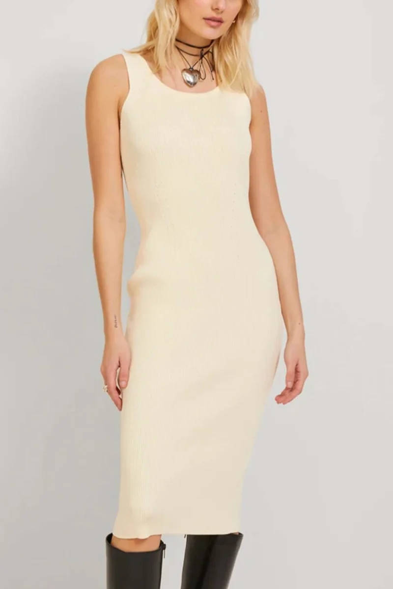 Рокля Jxapril Dress Knit 12237725 12-0703 TCX seedpearl — снимка 2