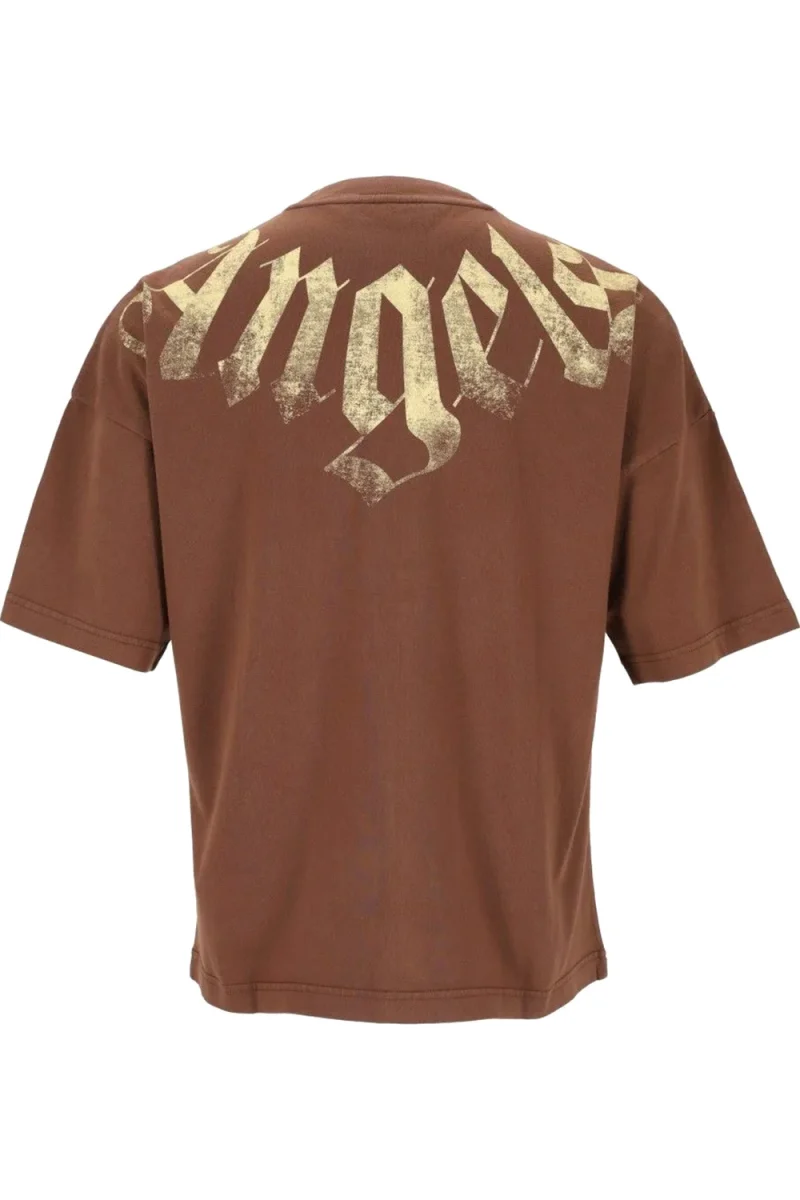 T-Shirt Big Neck Logo Loose PAMAA003JR001-14045009 brown-light yellow — снимка 2