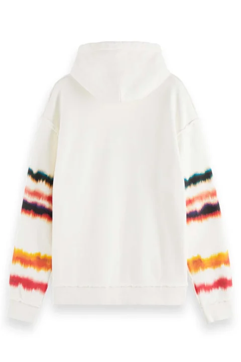 Суичър Relaxed Fit Raw Edge Artwork Hoodie 174508 SC0001 off white — снимка 2