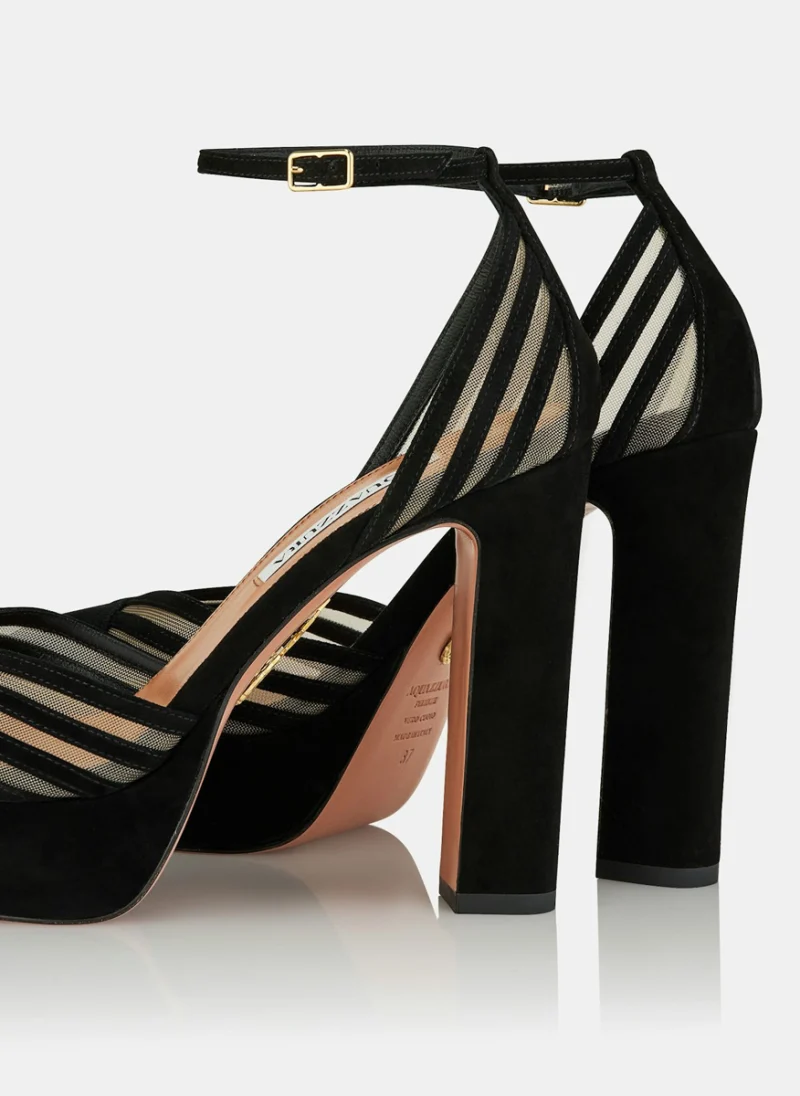 Велурени обувки на ток 'Alana Plateaus' Aquazzura — снимка 3