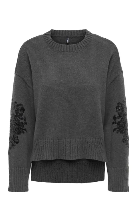 Плетено Onlannika Sequins O-Neck 15378500 BS000088 dark grey melange