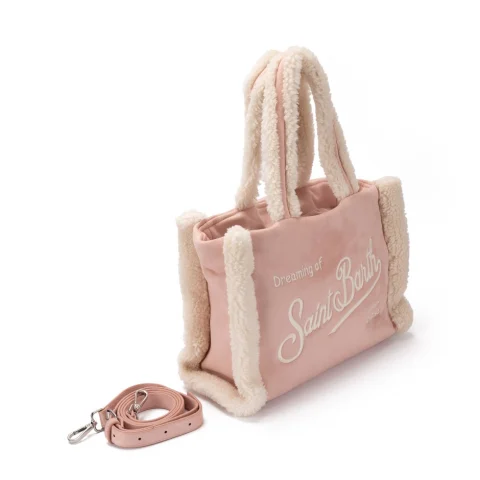 Дамска розова чанта Colette Shearling SAINT BARTH — снимка 5