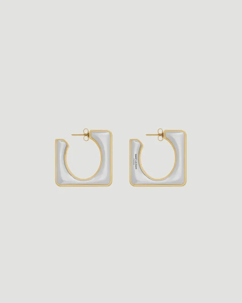 Split Square Hoop Earrings in Metal