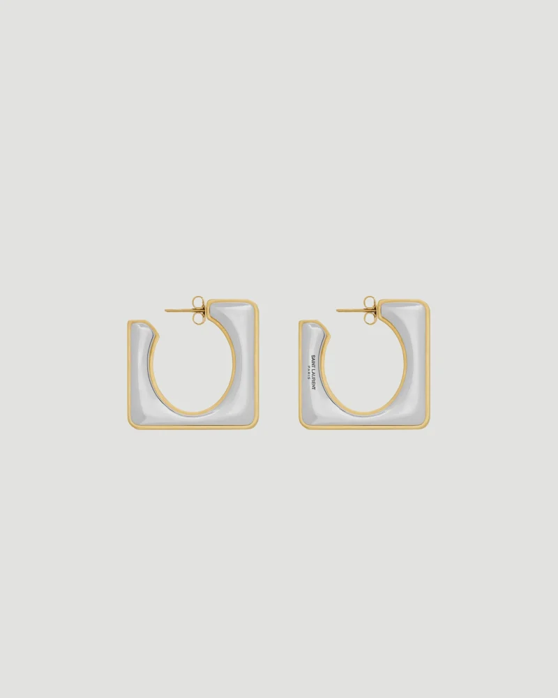 Split Square Hoop Earrings in Metal