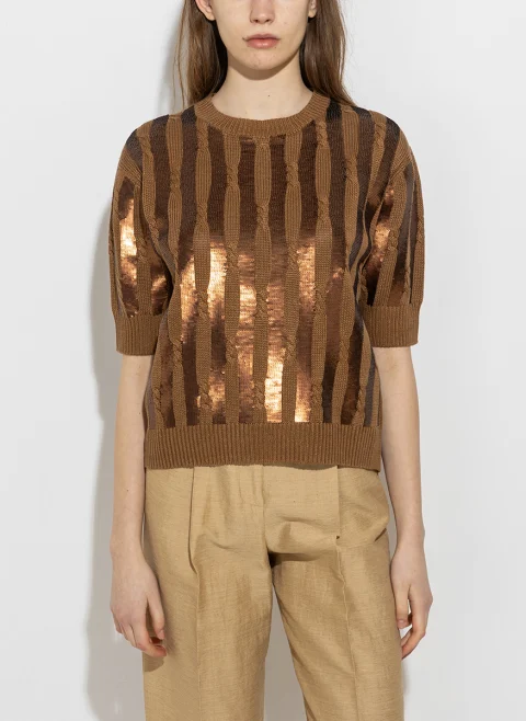 Пуловер с апликирани пайети Max Mara Empoli — снимка 2