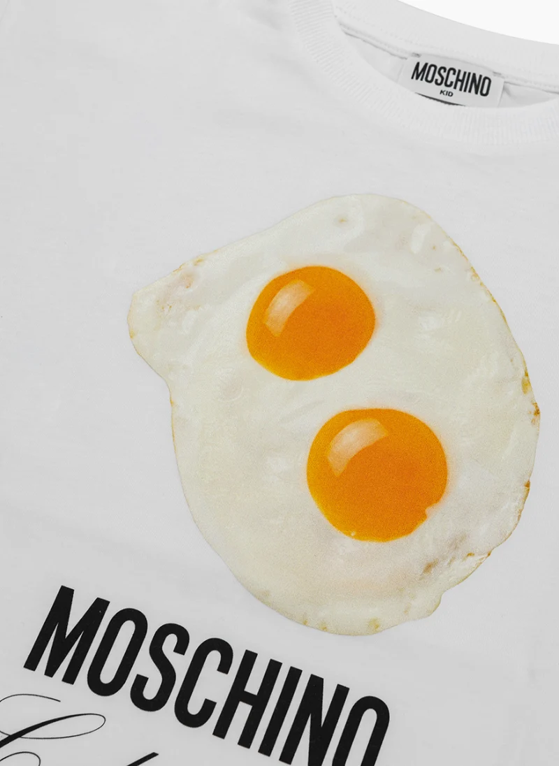 Тишърт с принт 'Egg' Moschino Kids — снимка 3