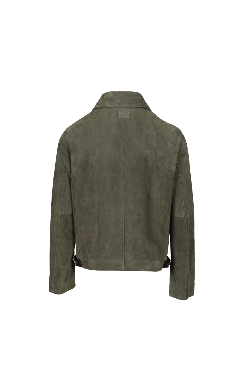 Suede Zip-Up Jacket in Green — снимка 2