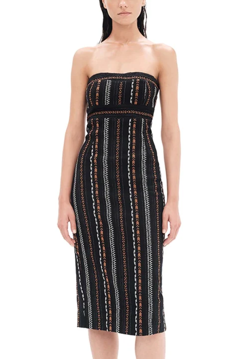 Рокля "Handcrafted Motifs" Strapless Midi Dress 23277 13270-black-orangetype