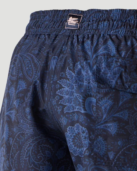 Blue Floral Paisley Swim Shorts — снимка 2
