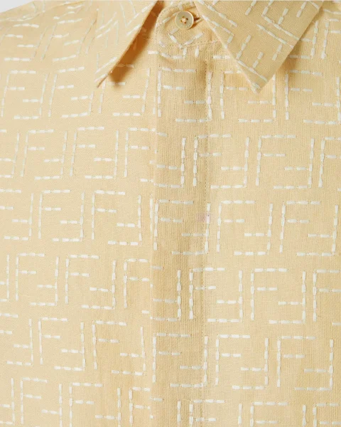 Yellow Linen FF Jacquard Shirt — снимка 3