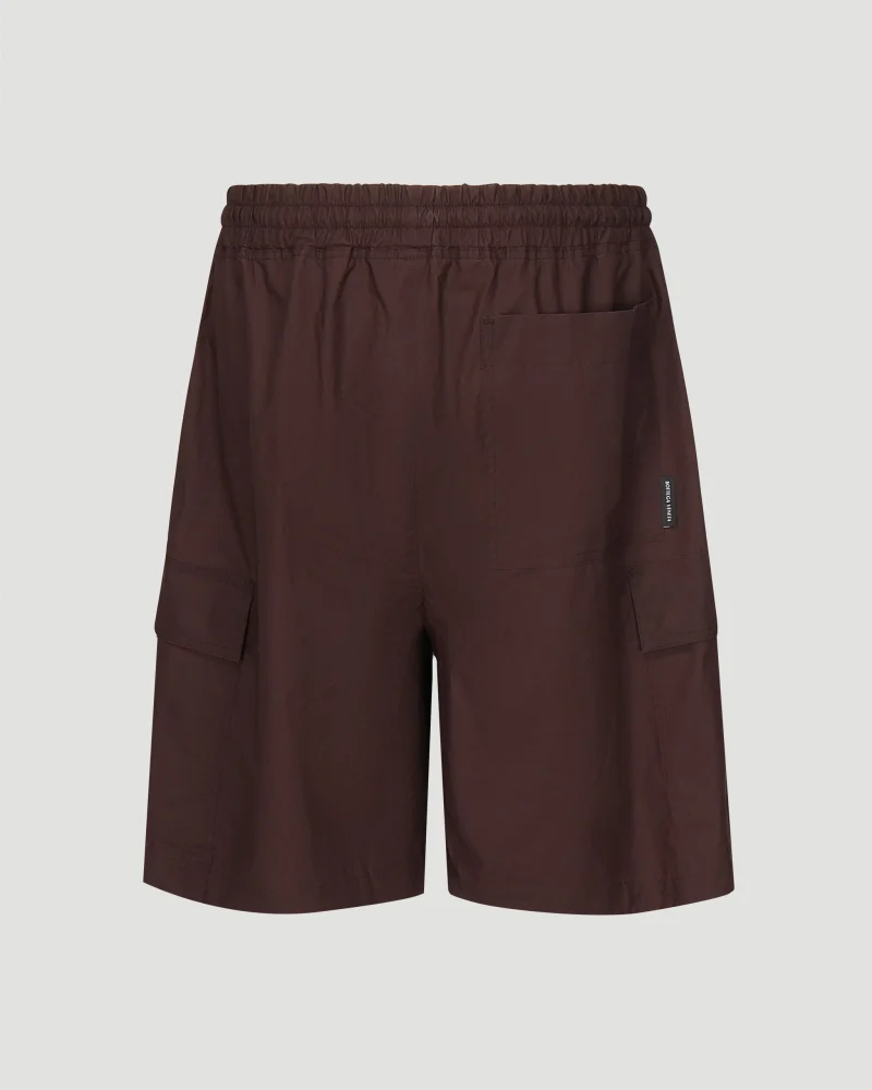 Resinated Cotton Cargo Shorts in Burgundy — снимка 5