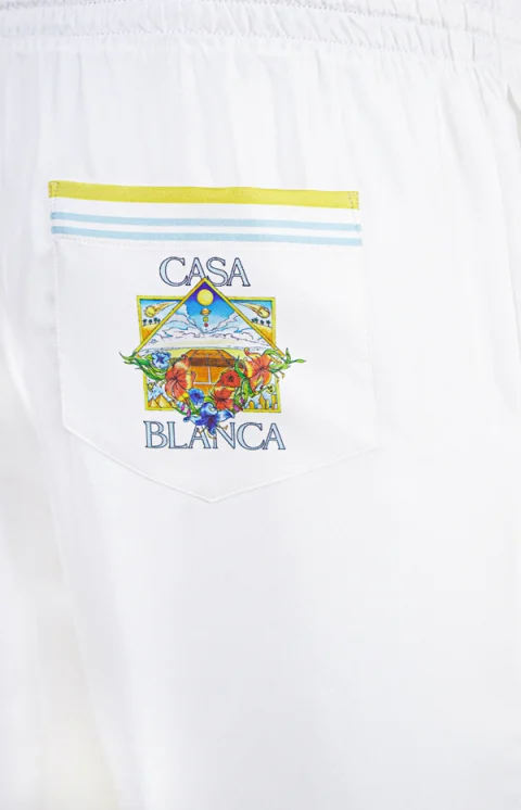 White Tennis Landscape Silk Shorts — снимка 3