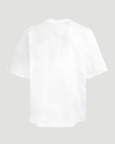 White Cotton T-Shirt with Label — снимка 3