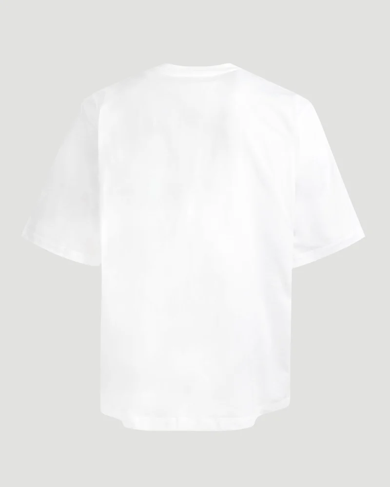 White Cotton T-Shirt with Label — снимка 3