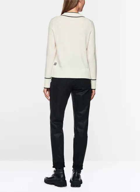 Пуловер от фина вълна с контрастни детайли Marc Cain Sports — снимка 9
