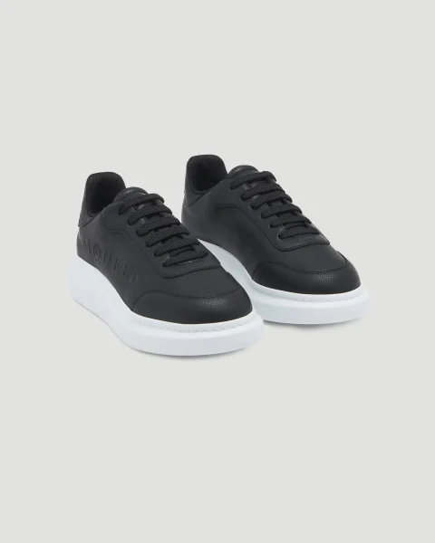 Women's Oversized Sneakers in Black with Black Leather Heel — снимка 2