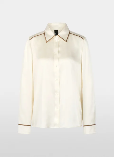 Копринена риза с контрастни кантове Marc Cain Collections — снимка 6