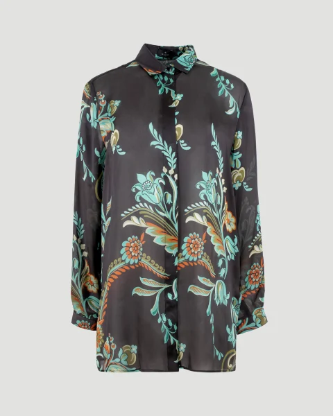 Daffodil-Print Silk Shirt in Multicolour