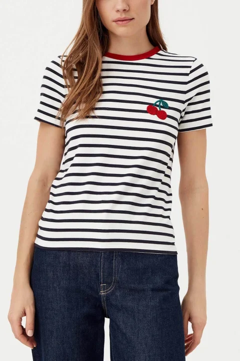 T-Shirt Onlheart Life S/S 15318959 11-4201 TCX cloud dancer/night sky/red cherry — снимка 2