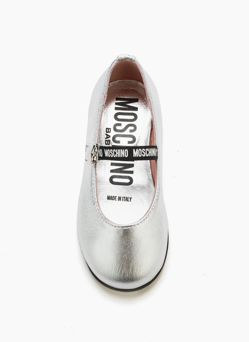 Кожени балеринки с метален ефект Moschino Kids — снимка 5