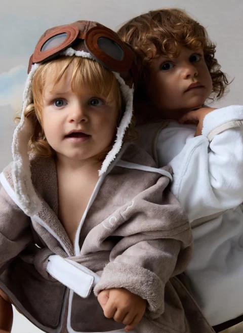 Халат за баня с контрастни детайли 'Bernie' Brunello Cucinelli Kids — снимка 6
