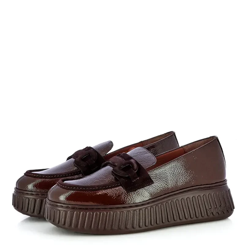 Дамски Лоуфър WONDERS – A-5203 XFLY LACK ANTE COFFE TESTA — снимка 3