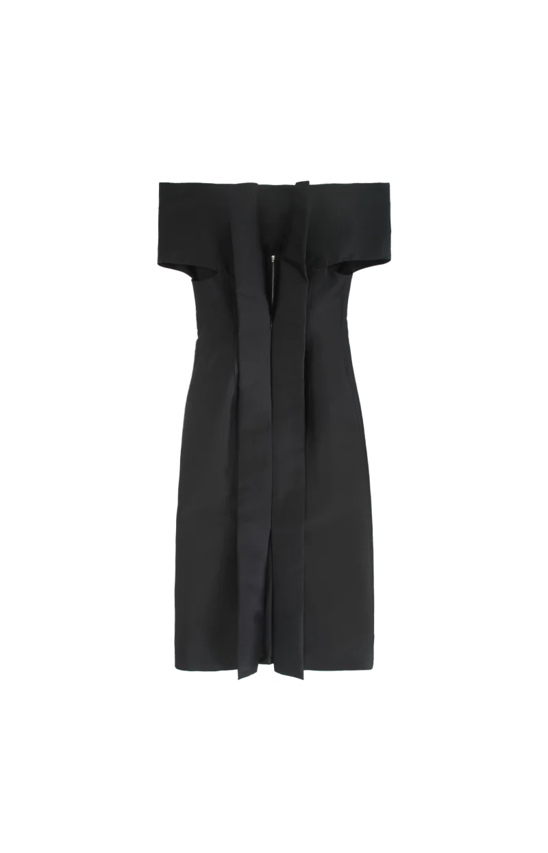 Off-Shoulder Midi Dress in Black — снимка 2