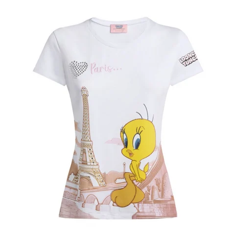 Дамска бяла тениска T-shirt Looney Tunes Braccialini