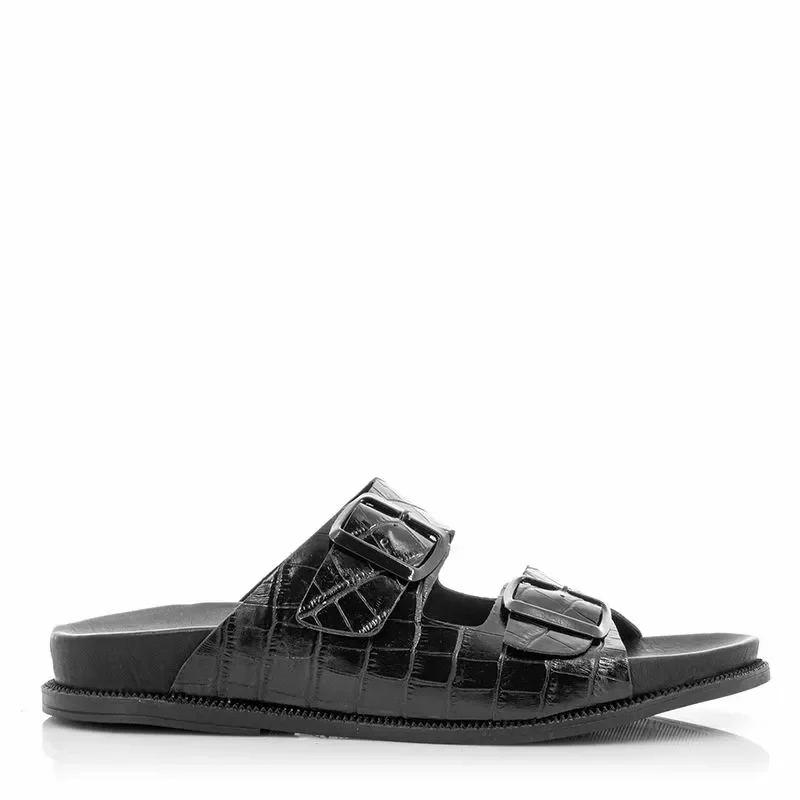 Дамски равни чехли VERANO – 030.24.059 CROCCO BLACK