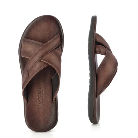 Мъжки Ежедневни Чехли DEMOCRATA – 015142-002 ZION DK BROWN — снимка 5