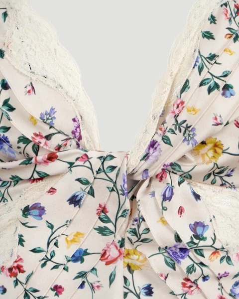 Flower Print Satin Top — снимка 3