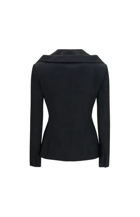 Off-the-Shoulder Harness Jacket in Black — снимка 3