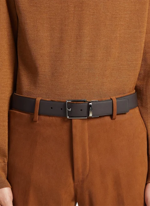 Двулицев колан от естествена кожа Zegna — снимка 3
