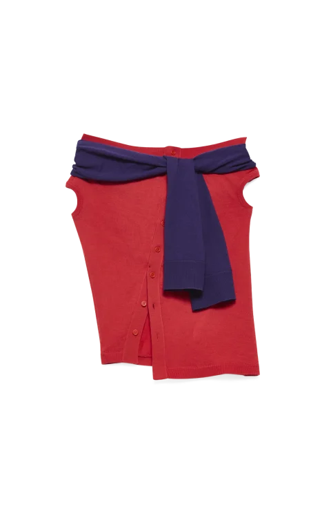 Off Shoulder Tank Top in Red & Violet