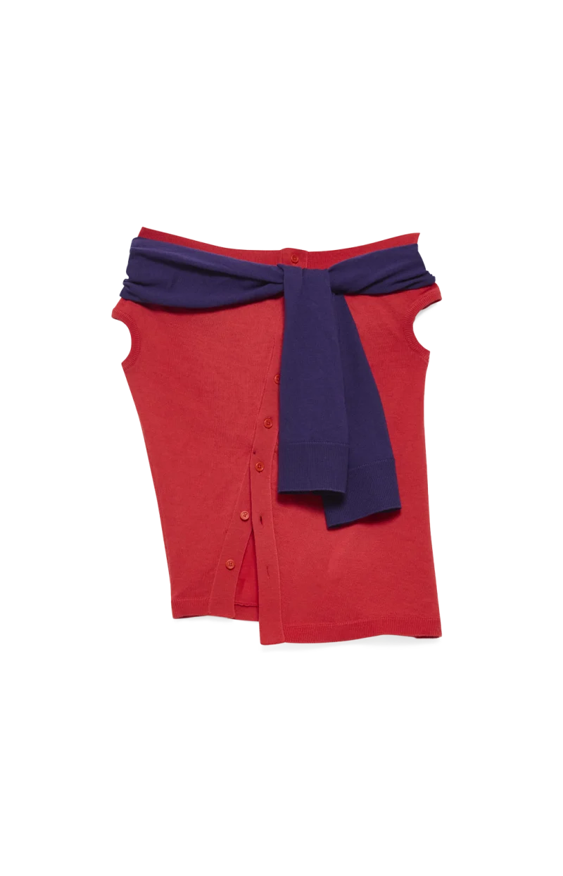 Off Shoulder Tank Top in Red & Violet