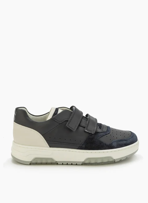 Кожени кецове с велурени детайли Brunello Cucinelli Kids