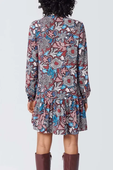 Рокли Dvf Akila Dress DVFDL3Q028FLPWP B2362 floral patch wine pink — снимка 2