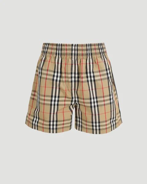 Check Stretch Cotton Shorts