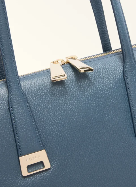Кожена 'Tote' чанта Furla Olivia Grigio Blu M — снимка 2