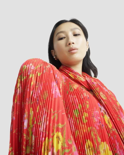 Scarf Pleated Blouse — снимка 3