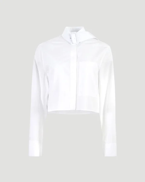 Cropped Buckle Poplin Shirt