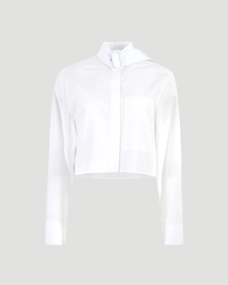 Cropped Buckle Poplin Shirt