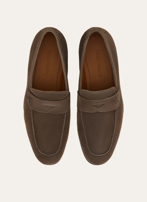 Велурени мокасини с детайл 'Gancini' Ferragamo — снимка 4