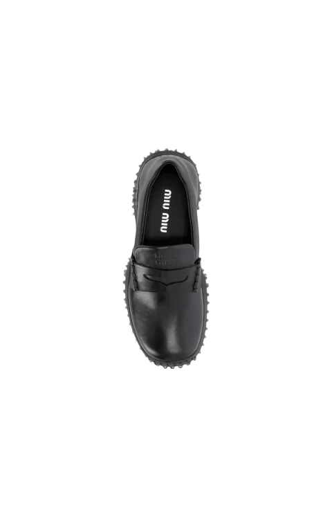 Logo Leather Loafers in Black — снимка 2